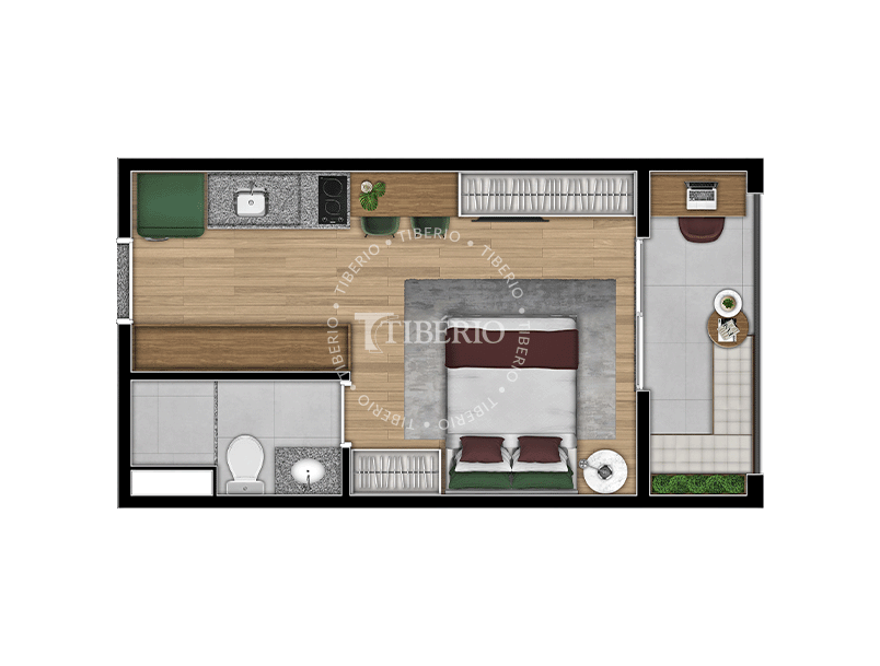 Planta serviço de moradia 24,35 m² do Max Belém