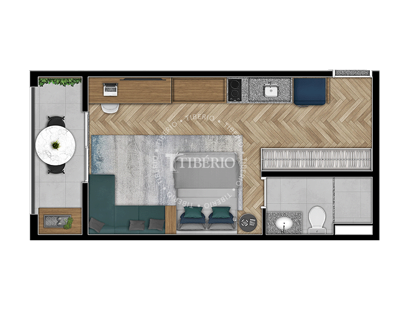 Planta serviço de moradia 29,82 m² do Max Belém